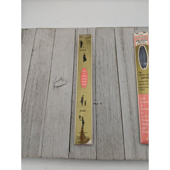 Vintage J&P Coats Neck Opening Metal Zipper 20" Slate 26 - Picture 4 of 4